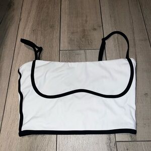 White and Black Crop Top